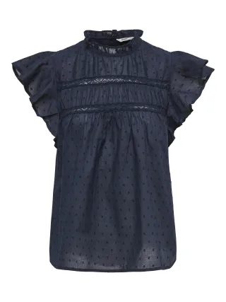 ONLY - ONLKATTI S/S DOBBY TOP WVN NOOS Night Sky - Gr. - L