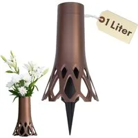 GarPet Blumentopf Grabvase Erdspieß Grab Vase Friedhof Wetterfest Grabschmuck Steckvase