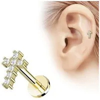 Taffstyle Piercing-Set Tragus Ohr Knorpel Helix Piercing Kristall Kreuz, Stecker Glitzer Kugeln Ohr Cartilage Ohrpiercing Barbell Stab Knorpel