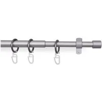 Bestlivings Gardinenstange mit dekorativen Endstücken 120-220 cm, Ø 16 mm, 1-läufig, ausziehbar, Wandträger, verschraubt, Metall, inkl. Ringe mit Faltlegehaken und Befestigungsmaterial