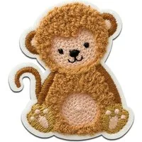 Mono-Quick Aufnäher, Polyester, Affe flauschig Tier - Aufnäher, Bügelbild, Aufbügler, Applikationen, Patches, Flicken, zum aufbügeln, Größe: 6 x 5 cm