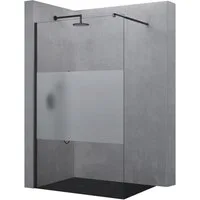 doporro Duschwand Duschkabine Duschabtrennung schwarz ESG-Glas Nano H: 200cm B02-MS, Einscheibensicherheitsglas
