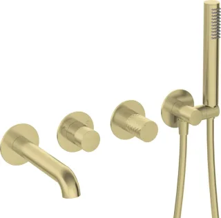 Neuesbad Serie 600 Hexa 4-Loch Wannenarmatur Unterputz, gold gebürstet NB1DEBHS_R18P1