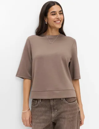 Brax Damen Sweatshirt Style BERTA M warm greige, hellbraun, Gr. 48