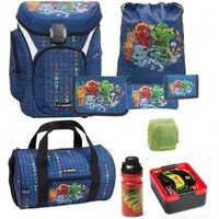 LEGO® Bags Schulranzen Lego Ninjago Einschulungs-Set "Explorer" Dose, Flasche und Sporttasche (Set, 9-tlg., mit Dose, Flasche und Sporttasche), ab der 1. Klasse, Ergonomisch, 16L Volumen, wasserabweisend