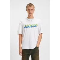 HUGO T-Shirt Napolux Rundhalsausschnitt, regular fit, Logodruck