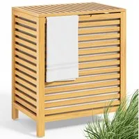 Casaria Wäschekorb (1 St), mit Deckel Holz Bambus Wäschebox Wäschesammler Innensack Abnehmbar 70L
