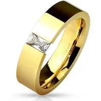 BUNGSA Fingerring 62 (19.7) Ring gold rechteckigem Kristall Stein (Ring, 1-tlg), Frauen Mädchen