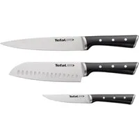 Tefal Messer-Set K232S374 Ice Force (Set, 3-tlg., Fleischmesser 20 cm, Santokumesser 18 cm, Universalmesser 11 cm), Edelstahl, lang anhaltende Schneidleistung und Schärfe
