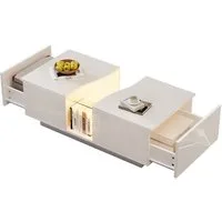 Merax Couchtisch hochglanz Sofatisch Beistelltisch mit LED-Beleuchtung (100 x 50 x 35 cm, 1-St), Wohnzimmertisch Satztisch mit 2 Schubladen und Stauraum inkl. App