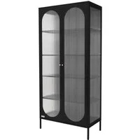 ML-DESIGN Vitrine Buffet Küchenschrank Vitrinenschrank Stahl Standvitrine mit Stauraum Wohnzimmer Standschrank Metall Aktenschrank Bücherschrank Hochschrank