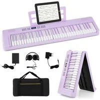COSTWAY Home-Keyboard (1-St), 61-Tasten Klavierkeyboard, Digitalpiano mit Tragetasche, faltbar