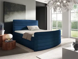 Boxspringbett Schlafzimmerbett AMBRA 180x200cm Stoff Elisa Velvet Dunkelblau