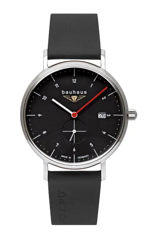 Bauhaus Herrenuhr Quarz mit kleiner Sekunde und Datum mit Lederarmband