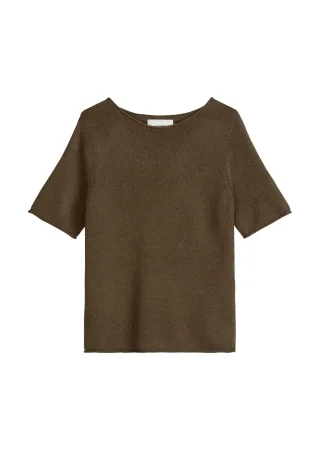 Marc OPolo Casual - Kurzarm-Pullover regular burnt coffee melange - Gr. - S