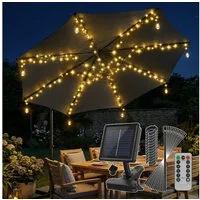 Sekey LED Solarleuchte Sonnenschirm Beleuchtung Solar LED Lichterkette mit 136 LEDs, 4M Solar Lichterkette für Sonnenschirm, Gartenleuchte