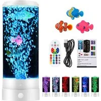 VIVIHEYDAY Lavalampe Aquarium Lampe, Blasenlichtlampe mit Fisch Aquarium Nachtlicht, Lavalampe LED mit Fernbedienung, RGB-Licht für Kinder Erwachsene