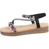 Ital-Design Damen Freizeit Riemchensandalette (86017038) Keilabsatz/Wedge Keilsandaletten in Schwarz