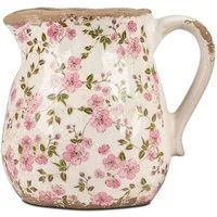 formano Dekovase Krug Vintage Blüten antik weiß rosa H. 16 oder 19cm