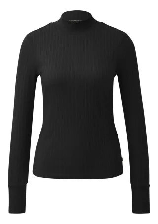 Q/S designed by - Schmales Langarmshirt mit Ribbstruktur schwarz - Gr. - XL