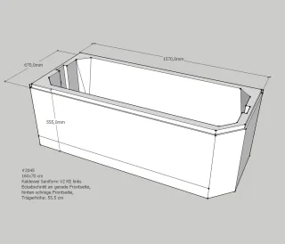 Neuesbad Wannenträger für Kaldewei Saniform/Star (g) 160x70 KE li/FE re, V2+4 (1s1g) SW11182