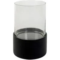 VIVANNO Windlicht Fiberglas CANDIRA Rund - Schwarz Matt (1 St), 19,50x27,50 cm