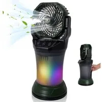 BBWL Standventilator Ventilator mit Sprühnebel Akku Tragbarer Campingventilator, 2000ML Wassertank RGB Licht 4 Stufen Oszillation