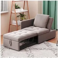 OKWISH Schlafsofa Loungesofa, 3-in-1 Polsterbett mit verstellbarer Rückenlehne, Platzsparendes sofa aus Leinen