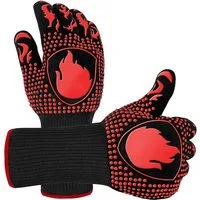 TUWENA Grillhandschuhe 2 Stück Grillhandschuhe, 800°C Extrem Hitzebeständige Handschuhe, (2-tlg), Waschbare Feuerfest Ofenhandschuhe, für Backen, Grillen, Kochen, BBQ