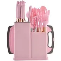 Fine Life Pro Kochbesteck-Set 19 -teiliges Silikon -Küchengeräteset, (hitzebeständig, antihaftend und mit einem), tragbarem Aufbewahrungssystem - ideal für Kochbegeisterte.