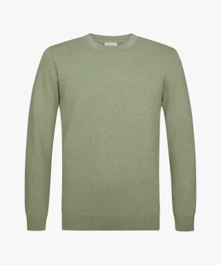 Profuomo - Grüner Luxury Basic crewneck mittelgrün - Gr. - XXL