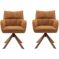 freiraum Armlehnstuhl Marilla, (2er-Set) drehbar, Federkern, Chenille rostfarben - 59x86x65 (BxHxT)