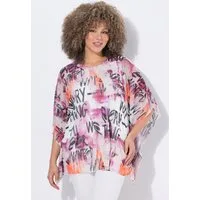 Ulla Popken Longbluse Mesh-Bluse doppellagig Oversized Rundhals Halbarm