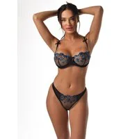 Elegant Love Set: Bügel-BH Sexy Dessous Set für Damen, bestickter BH & Tüll-Tanga (Set, 2-tlg., mit Panty) elegantes Lingerie mit String, Unterwäsche, Blumenmuster BH-Set