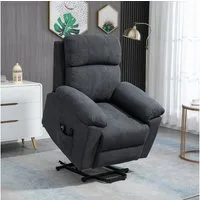 HOMCOM Massagesessel Relaxsessel, TV-Sessel, mit Liegefunktion, Fernsehsessel aus Leinen (Ruhesessel, 1-St., Aufstehsessel), mit Fernbedienung