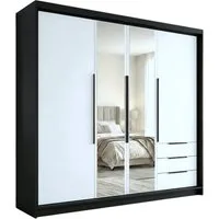 A&J MöbelLand GmbH Drehtürenschrank viertüriger Kleiderschrank mit Schubladen und Metallgriffen. (Geräumiger vier¬türiger Kleiderschrank mit Schubladen und Metallgriffen. Geräumiger Schrank mit einer Breite von 200 cm und Schubladen, ideal zur Aufbew