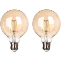 TRANGO LED-Leuchtmittel, 2er Pack E27003-2 LED Filament Lampe Leuchtmittel mit E27 Fassung G95, 2500 Kelvin warmweiß Gold farbig 4 Watt, 400 Lumen, Amber Vintage Glühbirne, LED Globe Retro Edison Lampe, Abstrahlwinkel 360°, 2 St.
