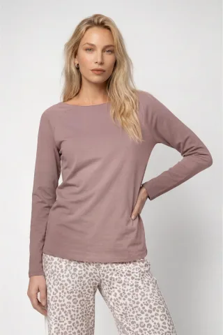 monari - Basic-Langarmshirt taupe - Gr. - 34