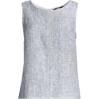Leinentop mit Knopfleiste am Rücken, Damen,  Schwarz, Leinen, by Lands' End