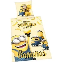 Herding Bettwäsche Minions, 80 x 80 + 135 x 200 cm Bananen Bettbezug Kissenbezug Baumwolle atmungsaktiv