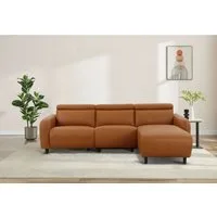 OTTO home Ecksofa SKAANE Lederoptik, L-Form, 274 cm, manuelle/elektrische Relaxfunktion, rundes Design, Kopfteilverstellung, Federkernpolsterung