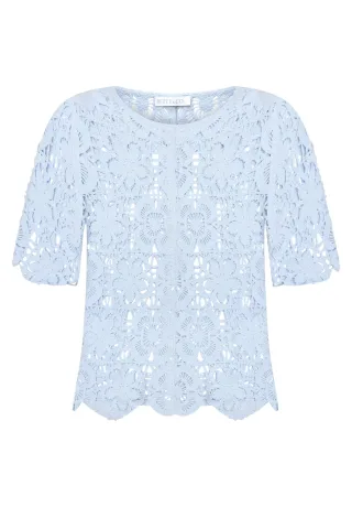 Betty & Co - Lochstrick-Pullover Blue Bell - Gr. - 38