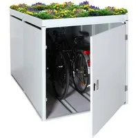 PROREGAL® Fahrradbox 2er-Fahrradgarage + Pflanzkasten 125x113x208cm abschließbar Anthrazit