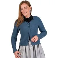 MarJo Trachtenjacke Trachten Strickjacke - VILSECK - denim, mahagoni