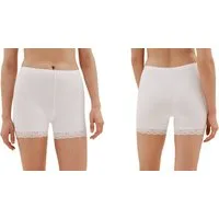 Rungassi Boxer 3x Deluxe Damen Baumwolle Boxershort Lang weiß 703