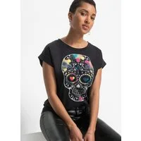bonprix T-Shirt bequeme Passform, Kurzarm-Design, aus Baumwolle und Viskose