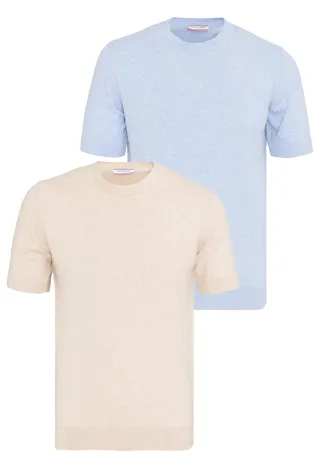 T-Shirt Basic-Strick-T-Shirt, 2Er-Pack