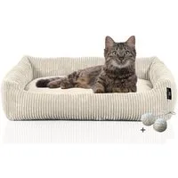Rohrschneider Tierbett Katzenbett mit Kissen aus Cordstoff Katzensofa, inkl. Spielkugelset