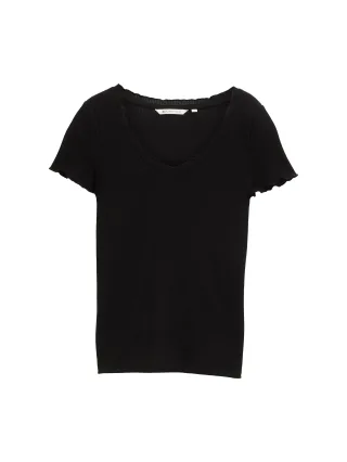 Denim Tom Tailor - T-Shirt mit V-Ausschnitt deep black - Gr. - XS