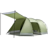 Lumkudos Tunnelzelt Camping Zelt 4 Personen Zelte 5000 mm Familienzelt 420 x 260 x 150 cm, Personen: 4 (Packung, 1 tlg., Tragetasche, Bodenplane, Innenzelt mit Moskitonetz, Heringe), Campingzelt mit Vorzelt Schlafkabine Tent mit abnehmbarem Zeltboden